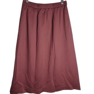 Vintage 80s Catalina Burgundy Pencil Elastic Waist Skirt With Pockets Size 12